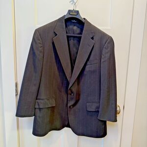 Polo University Club Ralph Lauren Blazer Mens 44R Dark Gray w/ Blue Stripe Wool